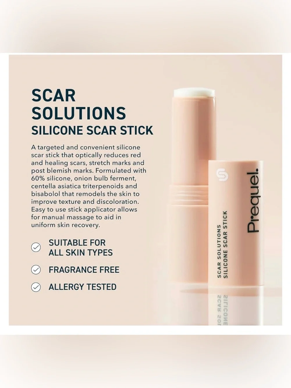 Prequel Skin Scar Solutions 60% Silicone Scar Stick.